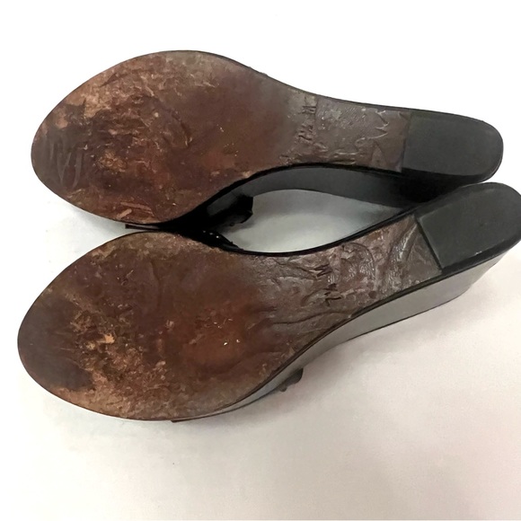 Donald J. Plane Black STIMA Jewel Wedge Sandal Sz 7.5 B13/11 - Picture 9 of 12